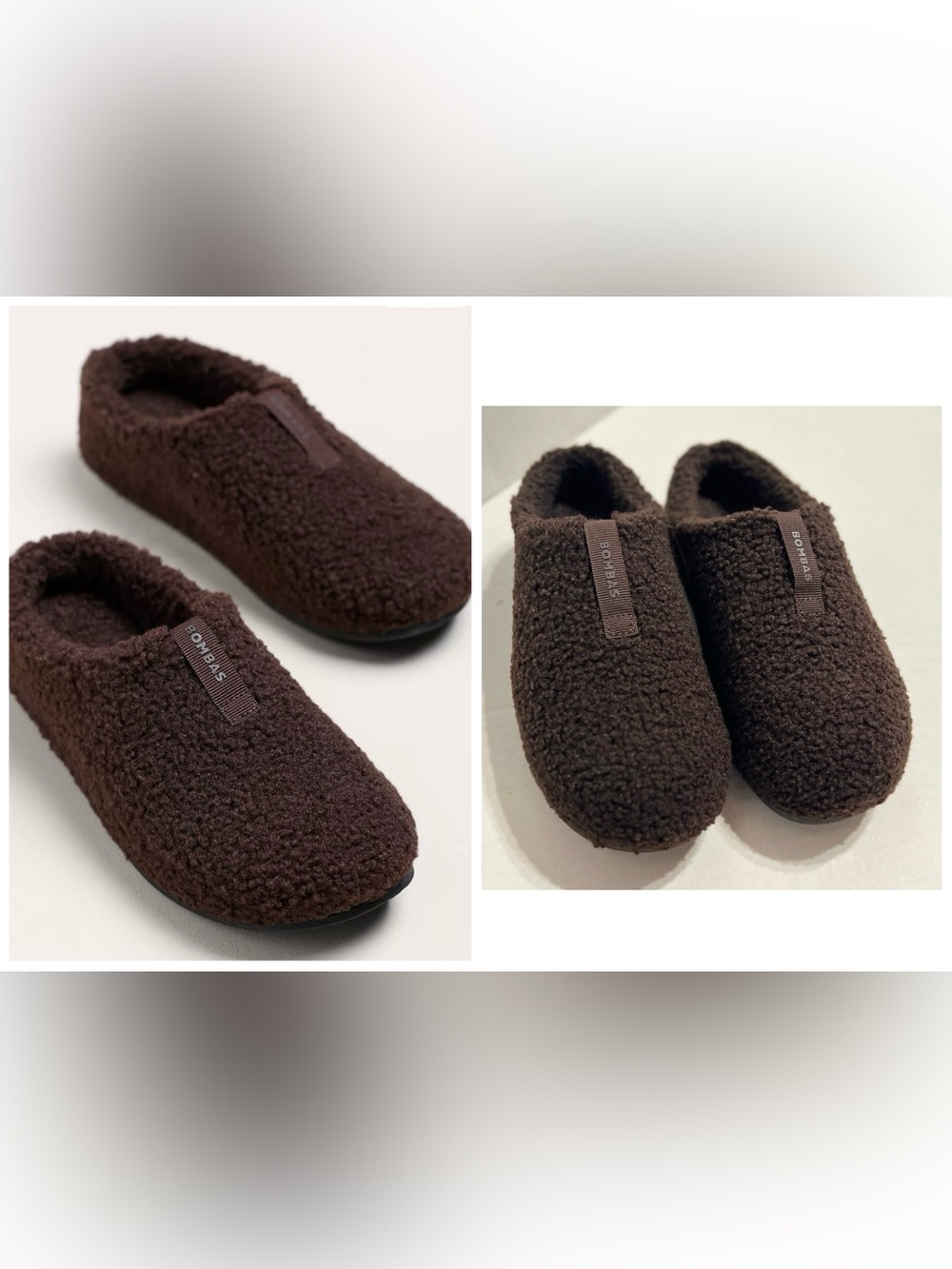 Bombas Sunday Slippers Anthropology Expresso Brown Plush Fluffy Sherpa Cozy